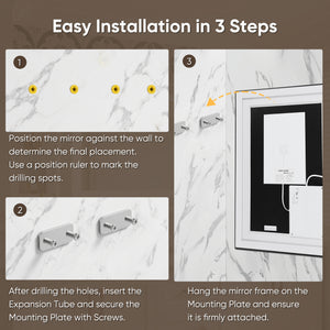 Sweetcrispy Rectangular LED Bathroom Mirror with Anti-Fog & Touch Control