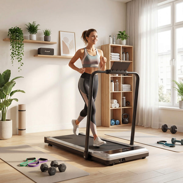 Sweetcrispy Portable Foldable Treadmill with Handrails