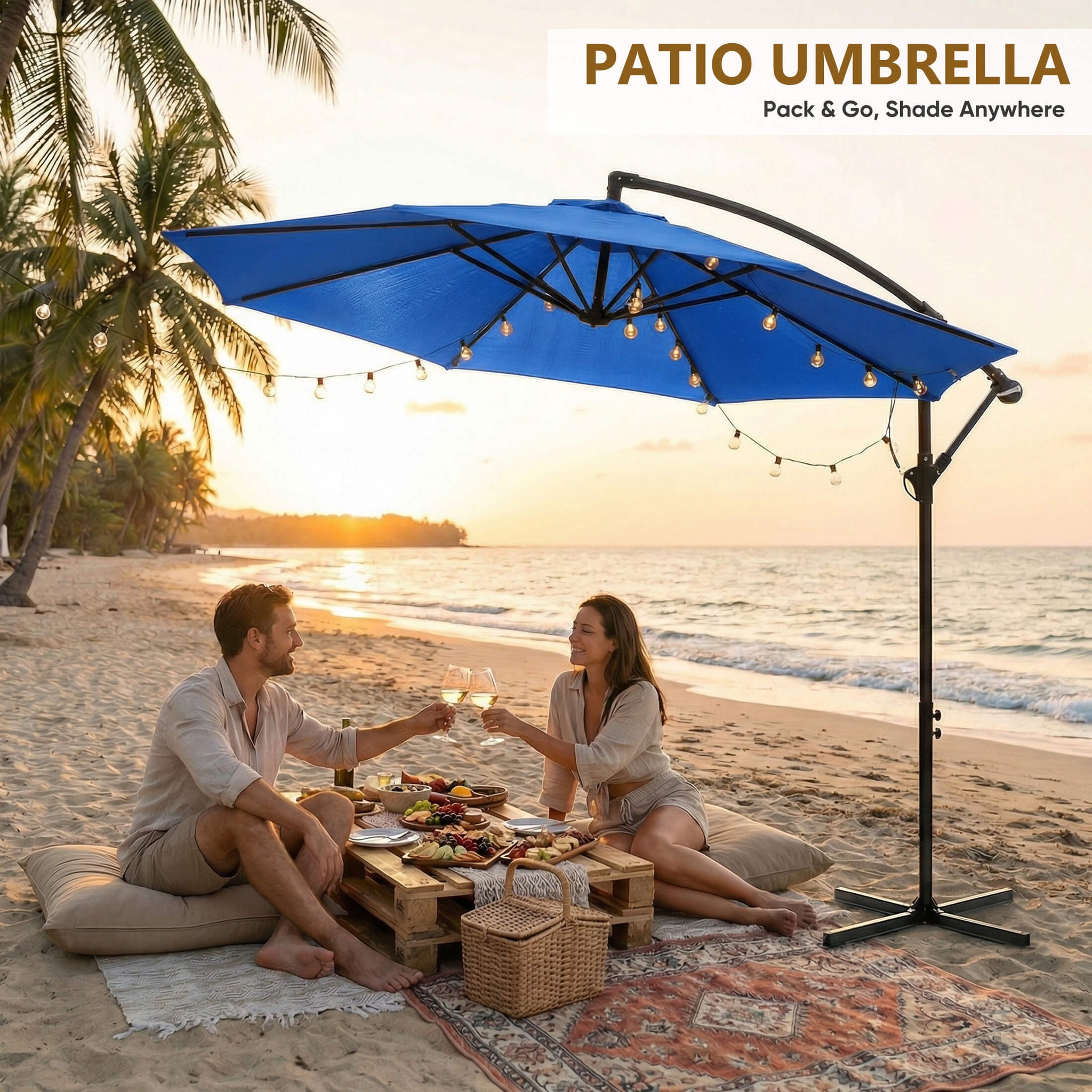 Sweetcrispy 10ft Cantilever Patio Umbrella for Garden, Backyard, Poolside