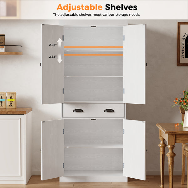 Sweetcrispy 72.2" Tall Kitchen Pantry Storage Cabinet with Adjustable Shelves and Drawer