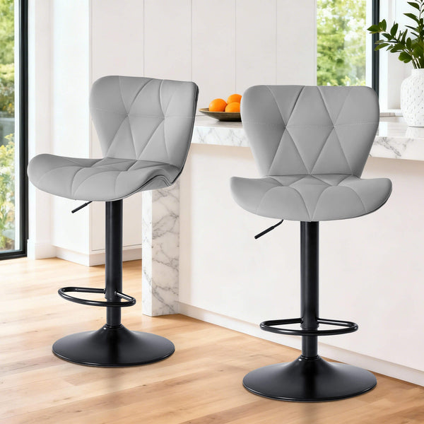 Sweetcrispy Faux Leather Diamond-Quilted Bar Stool-set of 2