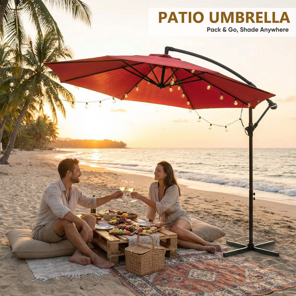 Sweetcrispy 10ft Cantilever Patio Umbrella for Garden, Backyard, Poolside