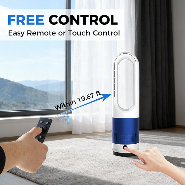 Sweetcrispy Tower Fan with 8 Speeds, 80° Oscillating Bladeless Fans with Remote Control