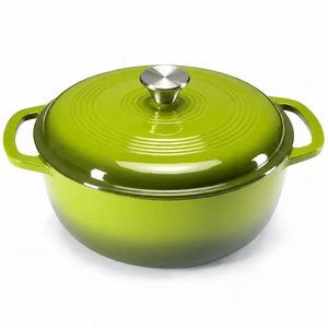 Sweetcrispy 6 Quart Enameled Cast Iron Dutch Oven, Moisture-Locking Lid, Dual Handles, Oven Safe, Blue
