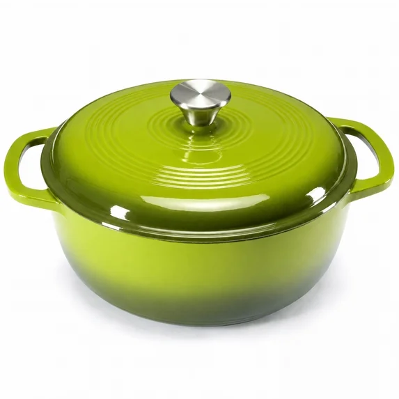Sweetcrispy 6 Quart Enameled Cast Iron Dutch Oven, Moisture-Locking Lid, Dual Handles, Oven Safe, Blue