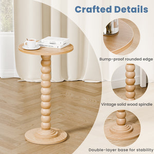 Sweetcrispy Round Side Table, Compact Wood Accent End Table with Waterproof Top for Sofa, Bedside, Corners & Small Space