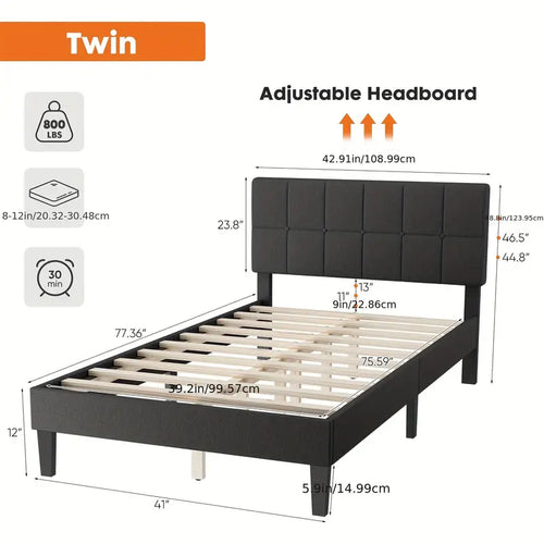Sweetcrispy Bed Frame with Headboard for Bedroom