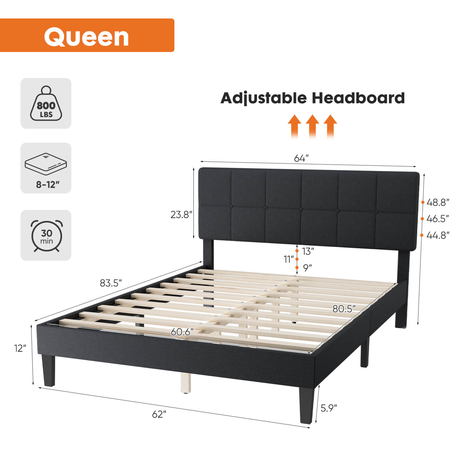 Sweetcrispy Bed Frame with Headboard for Bedroom – sweetcrispy
