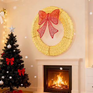 Sweetcrispy Illuminated Christmas Wreath - Outdoor Holiday Decor with Remote