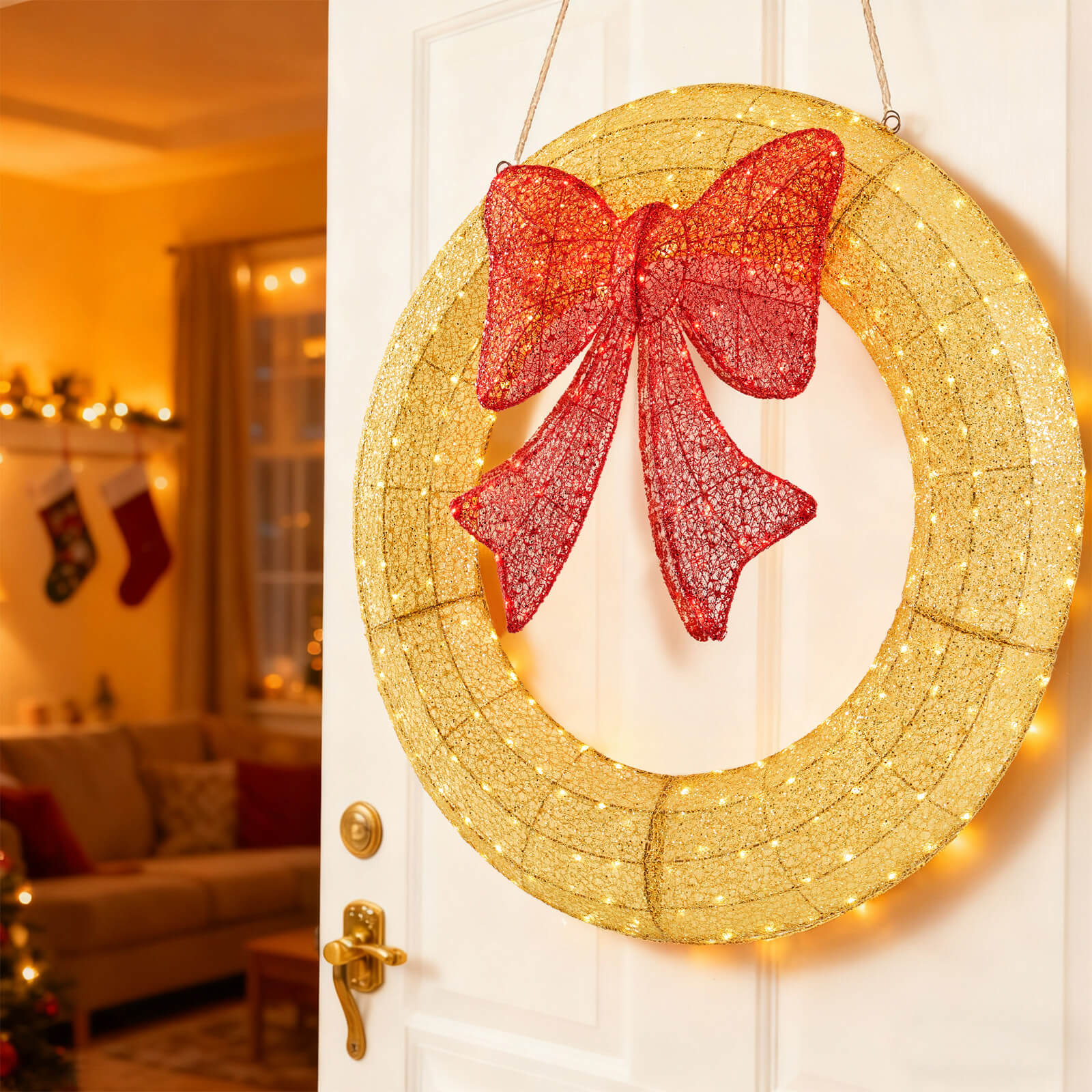 Sweetcrispy Illuminated Christmas Wreath - Outdoor Holiday Decor with Remote – sweetcrispy