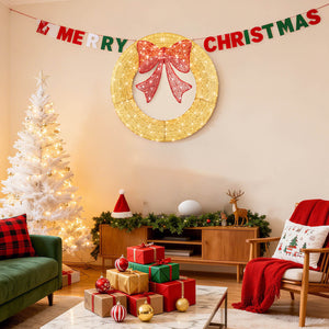 Sweetcrispy Illuminated Christmas Wreath - Outdoor Holiday Decor with Remote