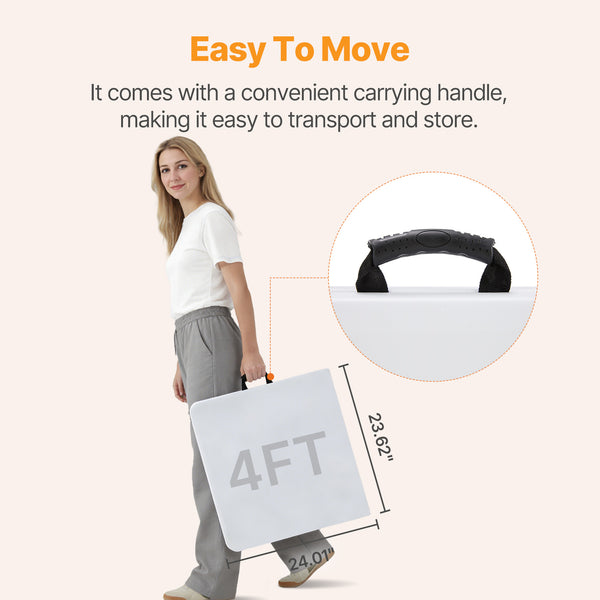 Sweetcrispy Portable Folding Table with Carrying Handle for Indoor & Outdoor Use