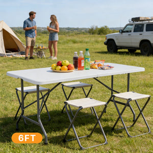 Sweetcrispy Portable Folding Table with Carrying Handle for Indoor & Outdoor Use