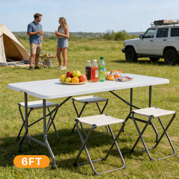 Sweetcrispy Portable Folding Table with Carrying Handle for Indoor & Outdoor Use