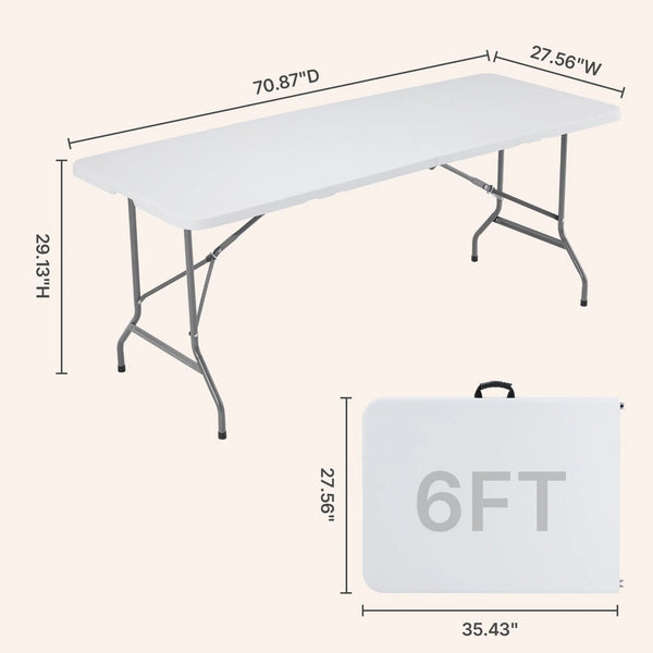 Sweetcrispy Portable Folding Table with Carrying Handle for Indoor & Outdoor Use