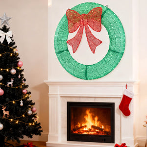 Sweetcrispy Illuminated Christmas Wreath - Outdoor Holiday Decor with Remote