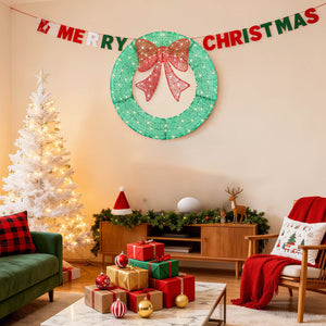 Sweetcrispy Illuminated Christmas Wreath - Outdoor Holiday Decor with Remote