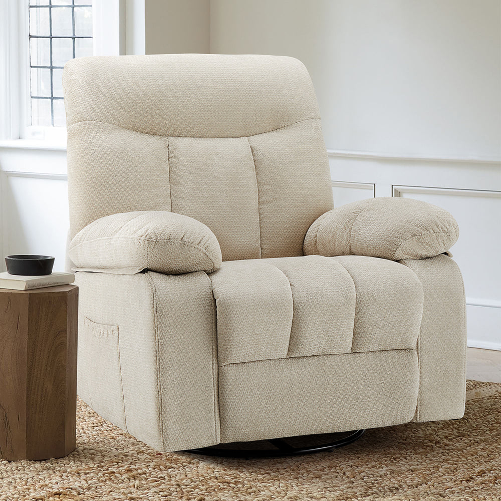 Sweetcrispy Swivel Rocker Recliner Chair with Massage and Heat for Living Room