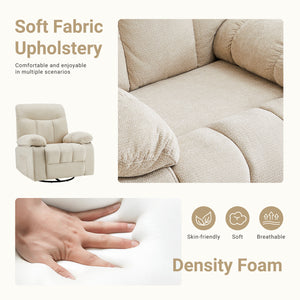 Sweetcrispy Swivel Rocker Recliner Chair with Massage and Heat for Living Room
