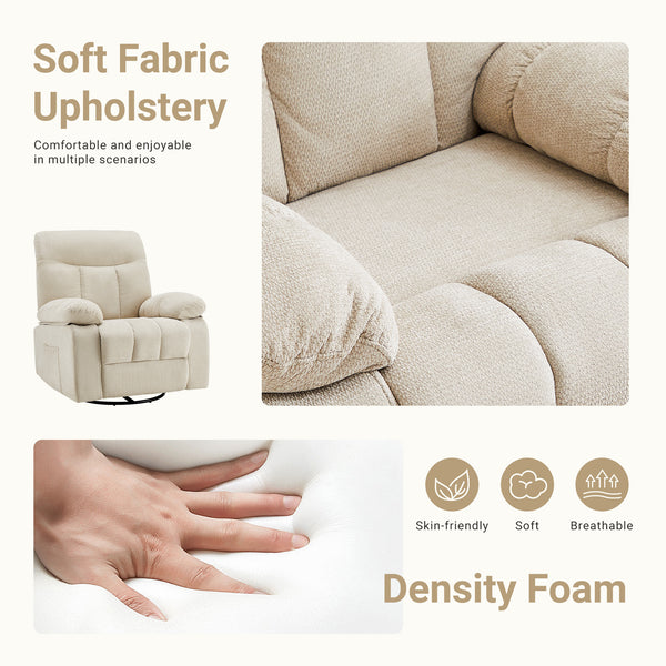 Sweetcrispy Swivel Rocker Recliner Chair with Massage and Heat for Living Room