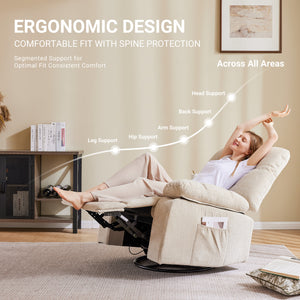 Sweetcrispy Swivel Rocker Recliner Chair with Massage and Heat for Living Room