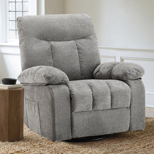 Sweetcrispy Swivel Rocker Recliner Chair with Massage and Heat for Living Room