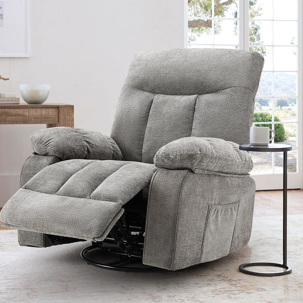 Sweetcrispy Swivel Rocker Recliner Chair with Massage and Heat for Living Room