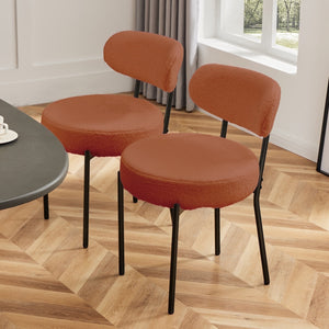 SWEETCRISPY Dining Chairs, Upholstered with Boucle Fabric, Ergonomic Backrest, Matte Black Metal Legs