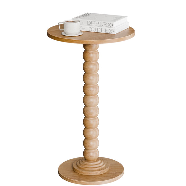Sweetcrispy Round Side Table, Compact Wood Accent End Table with Waterproof Top for Sofa, Bedside, Corners & Small Space