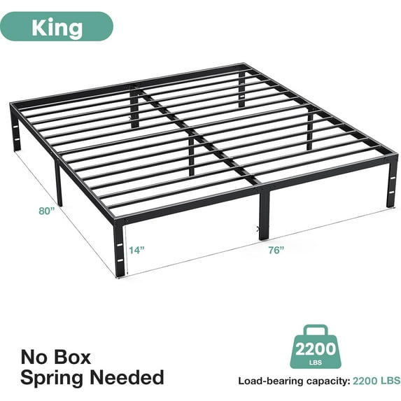 Sweetcrispy Heavy-Duty Metal Platform Bed Frame with Under-Bed Storage