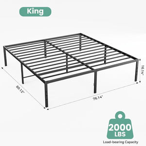 Sweetcrispy Heavy-Duty Metal Platform Bed Frame with Under-Bed Storage