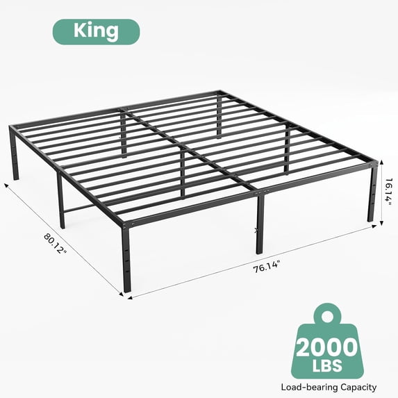 Sweetcrispy Heavy-Duty Metal Platform Bed Frame with Under-Bed Storage