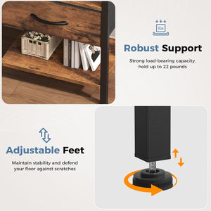 Sweetcrispy Adult 1-Drawer Nightstand with Charging Station, USB & Type-C Ports, Metal Frame
