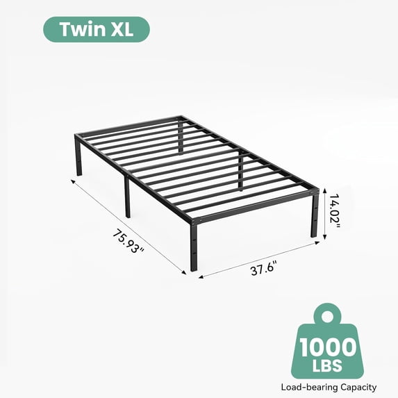 Sweetcrispy Heavy-Duty Metal Platform Bed Frame with Under-Bed Storage