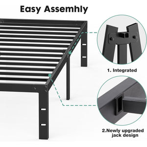 Sweetcrispy Heavy-Duty Metal Platform Bed Frame with Under-Bed Storage