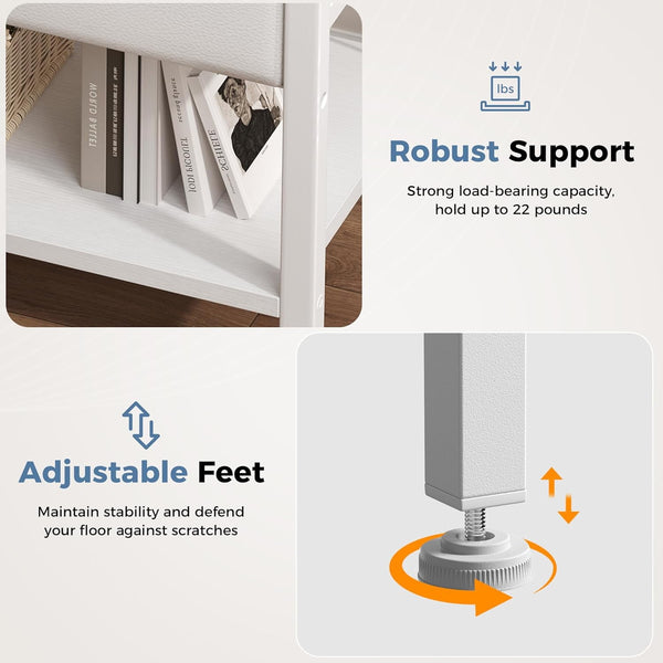 Sweetcrispy Adult 1-Drawer Nightstand with Charging Station, USB & Type-C Ports, Metal Frame