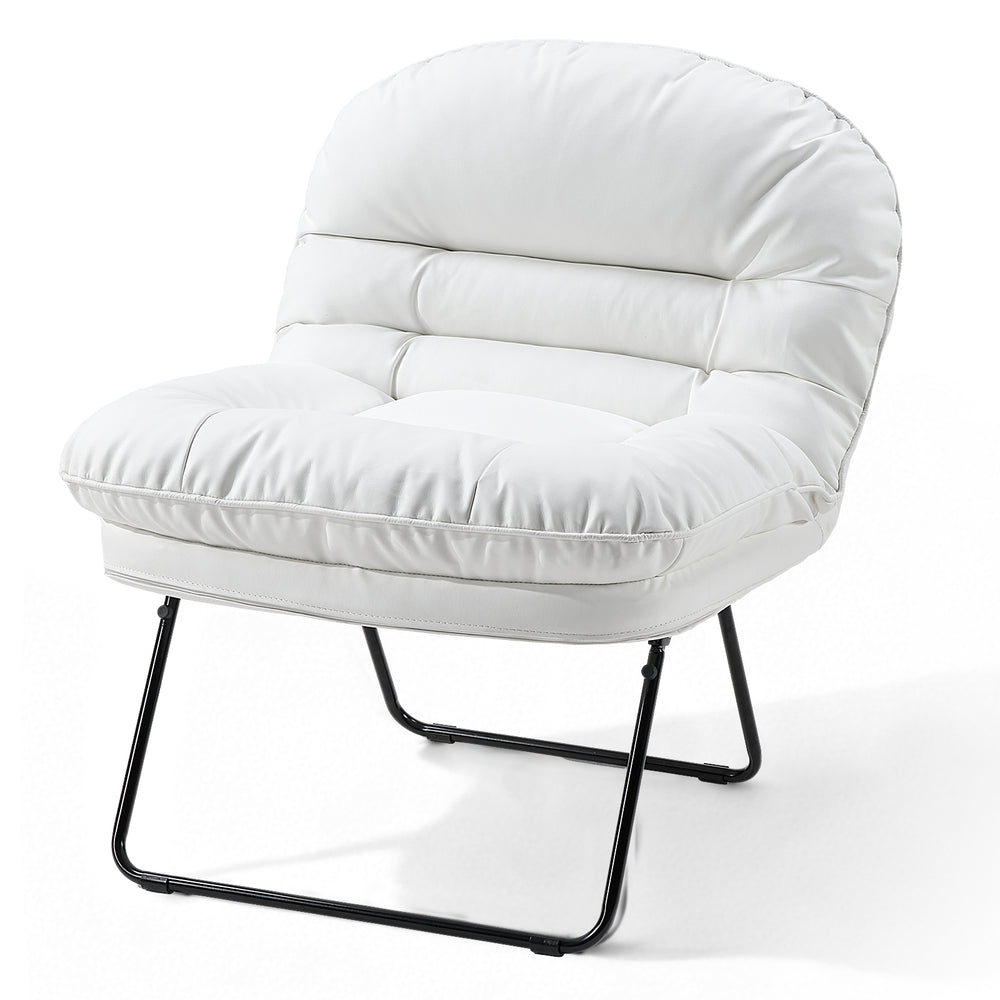 Sweetcrispy Foldable Cushioned Saucer Chair, Lounge Chair with Adjustable Back Support