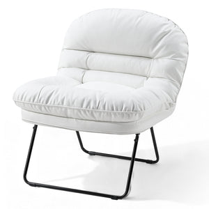 Sweetcrispy Foldable Cushioned Saucer Chair, Lounge Chair with Adjustable Back Support