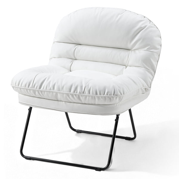Sweetcrispy Foldable Cushioned Saucer Chair, Lounge Chair with Adjustable Back Support
