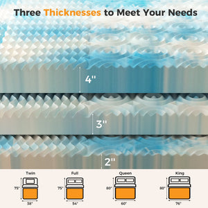 Sweetcrispy Memory Foam Mattress Topper, 5-Zone Pressure Relief with Cooling Gel & Ventilated Design, Bed Topper for Sleep Support