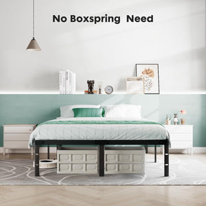 Sweetcrispy Heavy-Duty Metal Platform Bed Frame with Under-Bed Storage