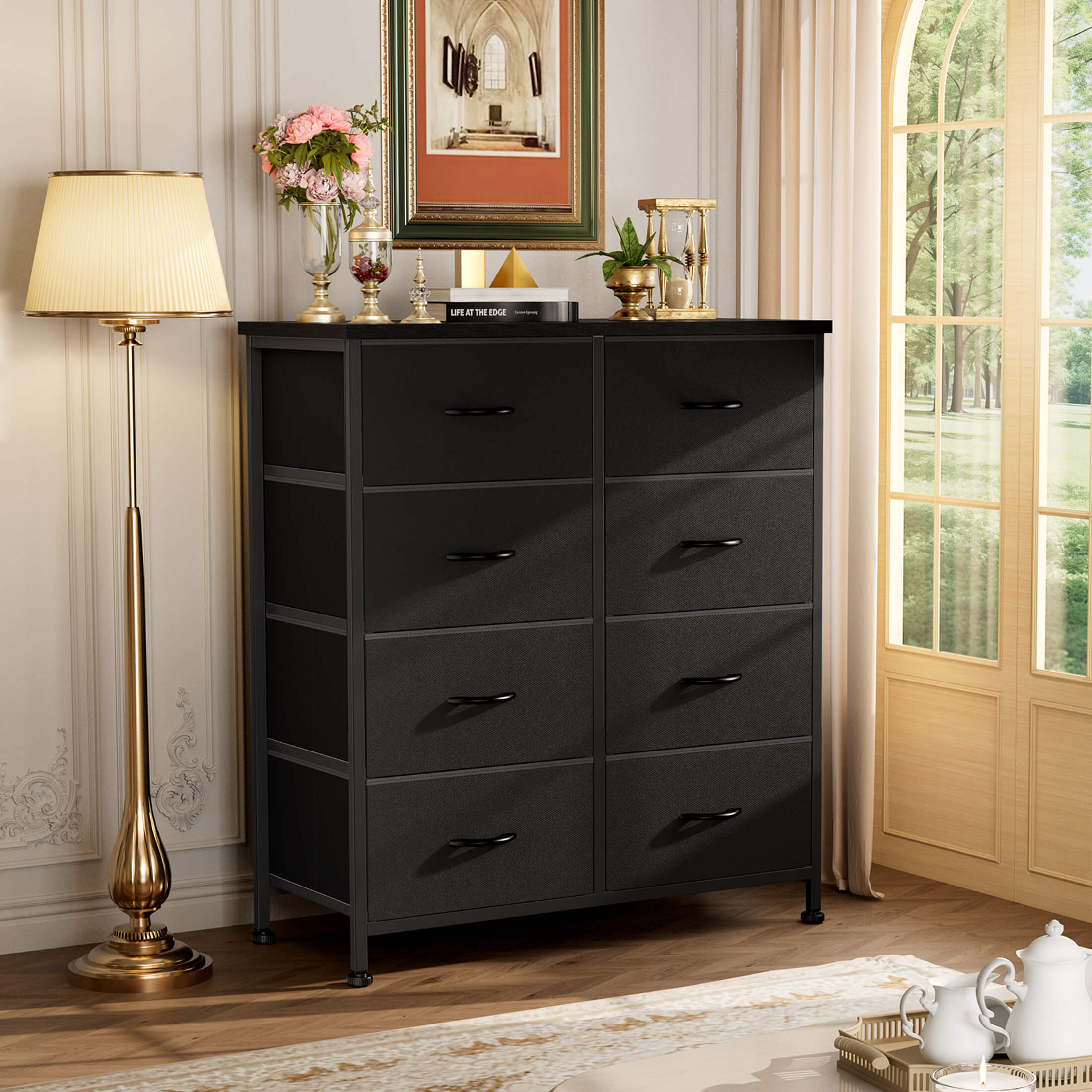 Sweetcrispy Dresser for Bedroom with 8 Fabric Drawers Organizer - Black Sweetcrispy Dresser for Bedroom with 8 Fabric Drawers Organizer - Black