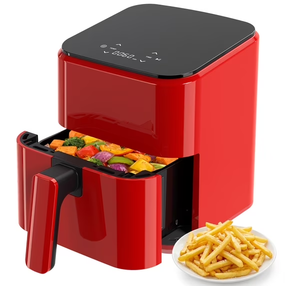 Sweetcrispy 4 Qt Compact Air Fryer, 4-in-1 Air Fry Bake Roast Reheat, Dishwasher-Safe, Black