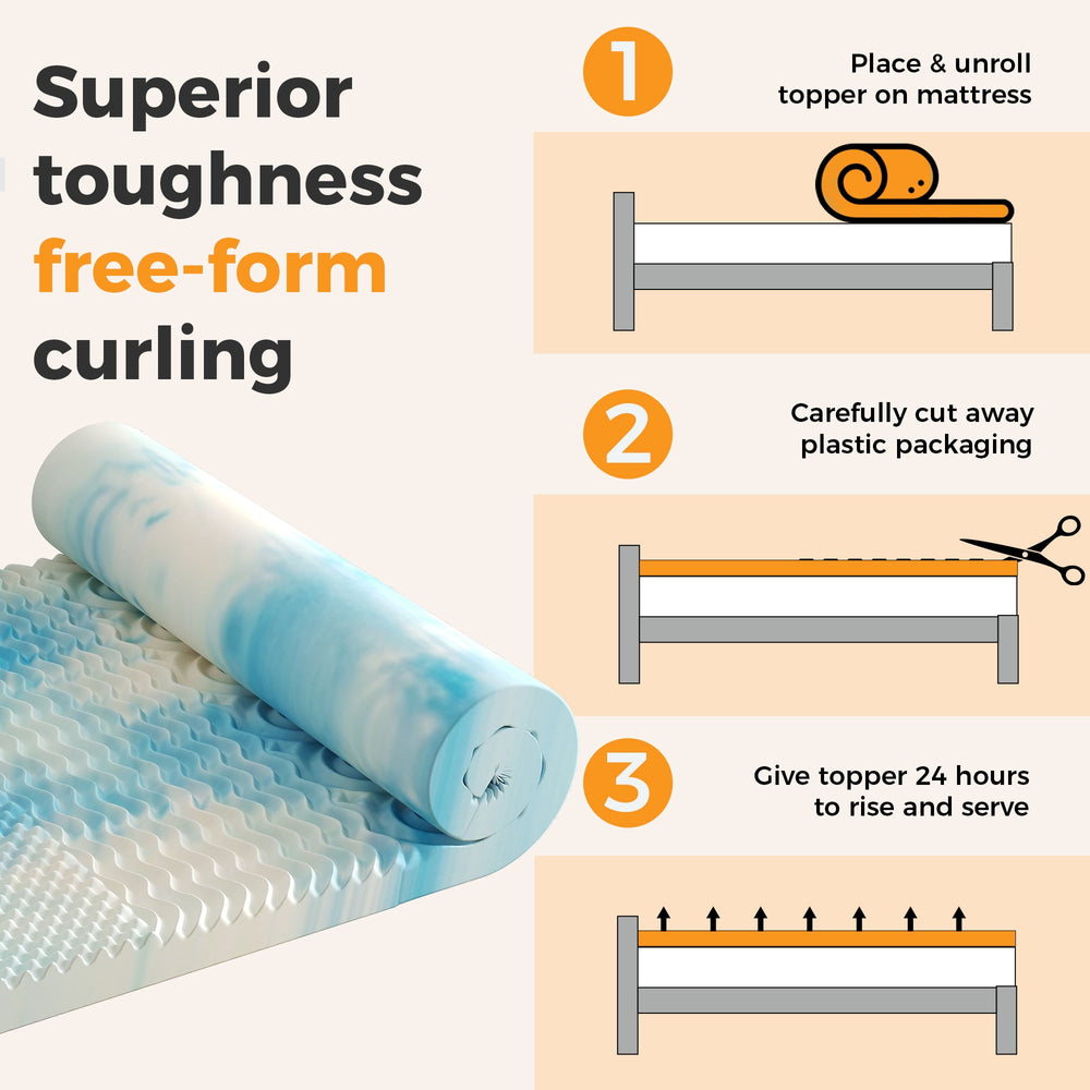 Sweetcrispy 5-Zone Cooling Gel Memory Foam Mattress Topper for Sleep