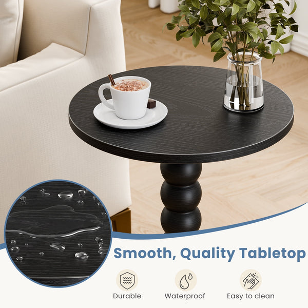 Sweetcrispy Round Side Table, Compact Wood Accent End Table with Waterproof Top for Sofa, Bedside, Corners & Small Space