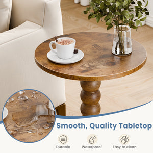 Sweetcrispy Round Side Table, Compact Wood Accent End Table with Waterproof Top for Sofa, Bedside, Corners & Small Space