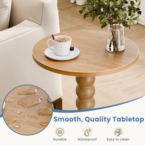 Sweetcrispy Round Side Table, Compact Wood Accent End Table with Waterproof Top for Sofa, Bedside, Corners & Small Space