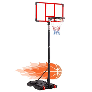 Sweetcrispy Kids Basketball Hoop Adjustable Height 5.1-8.5ft, Portable Indoor Outdoor Play Set with Enlarged Base PC Backboard for Driveway Backyard, Red