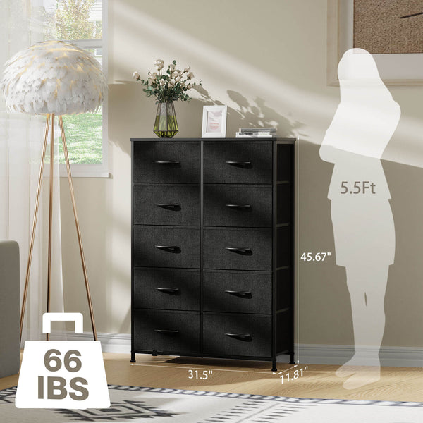 Sweetcrispy Tall Dresser with 10 Drawers for Bedroom, White