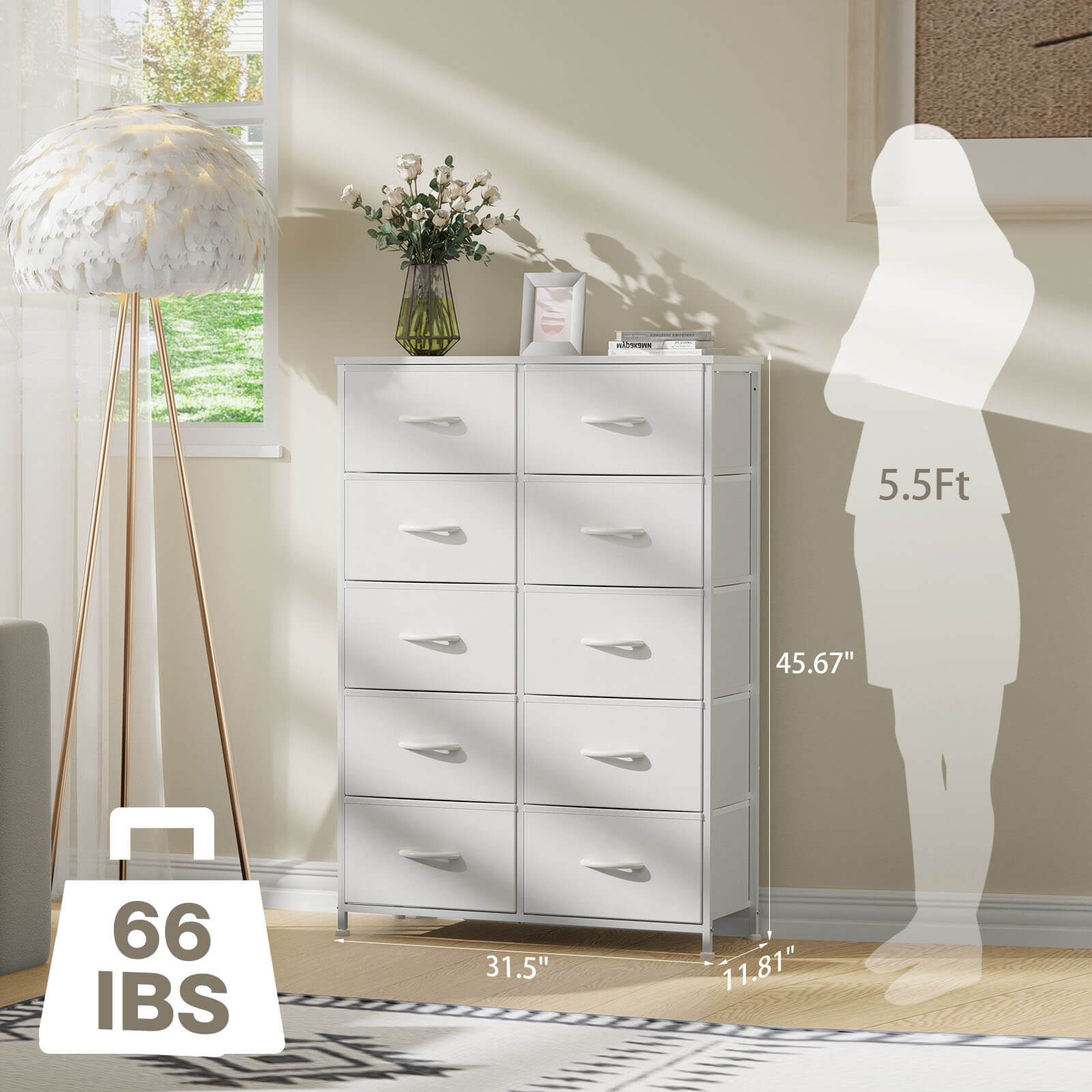 Sweetcrispy Tall Dresser with 10 Drawers for Bedroom, White Sweetcrispy Tall Dresser with 10 Drawers for Bedroom, White